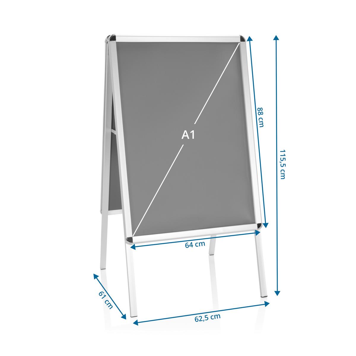 Plakatständer Agenda Ii - Silberfarben, Basics, Metall (62,5/115,5/61cm) - MID.YOU