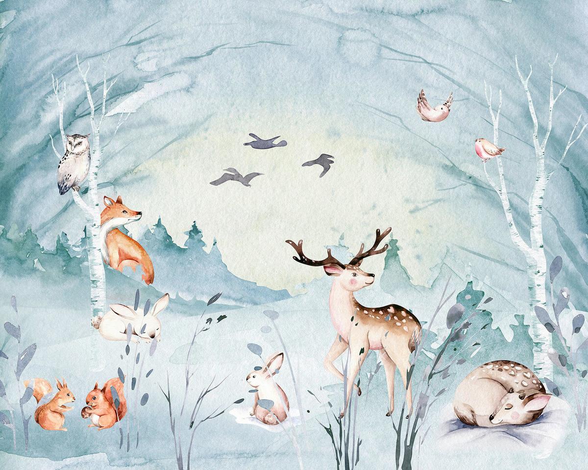 Fototapete Animal Sleepover - Multicolor, Trend, Papier (300/280cm)