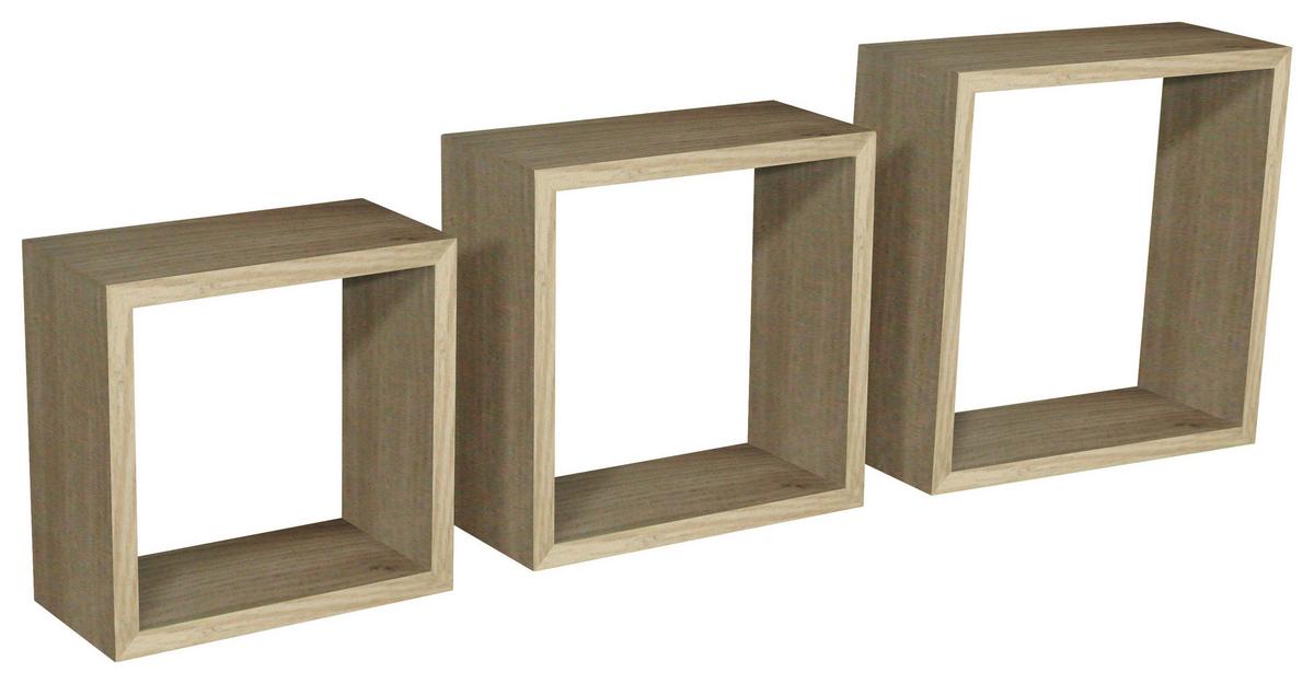 Wandregale Simple B: 30 cm Eiche Dekor 3 Fächer - MODERN (30-27-24/30-27-24/12cm)