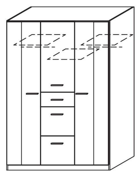 Drehtürenschrank mit Schubladen 136cm Point, Alpinweiß Dekor - Weiß, MODERN, Holzwerkstoff (136/197/54cm) - MID.YOU