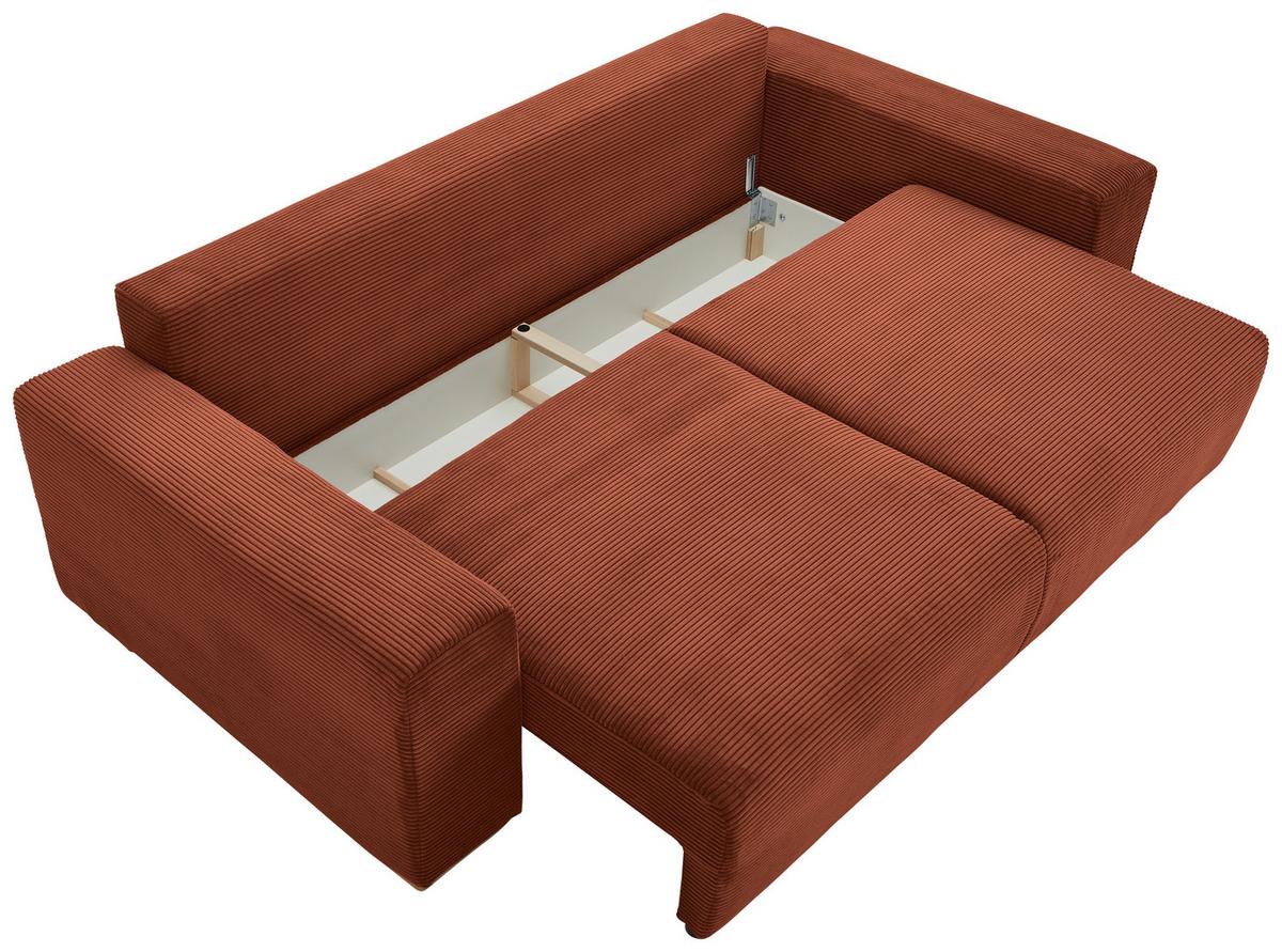 Schlafsofa Vouge Kupferfarben Bettkasten, B: 255 Cm - Buchefarben/Schwarz, KONVENTIONELL, Textil (255/86/123cm) - Livetastic