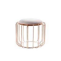 Beistelltisch/pouf 2 In 1 Comfortable Rosé/hellviolett - Grau/Kupferfarben, Basics, Glas/Holzwerkstoff (50/50/45cm) - Kayoom