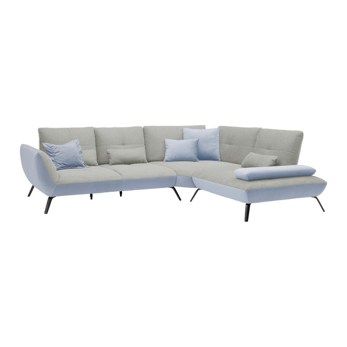 Rohová sedačka TRENDY, pravá, světle šedá / stříbrná - barvy stříbra/černá, Moderní, kov/kompozitní dřevo (310/93/250cm) - Premium Living