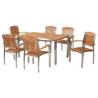 Gartenset Keros - Silberfarben/Naturfarben, MODERN, Holz/Metall - Gardenson