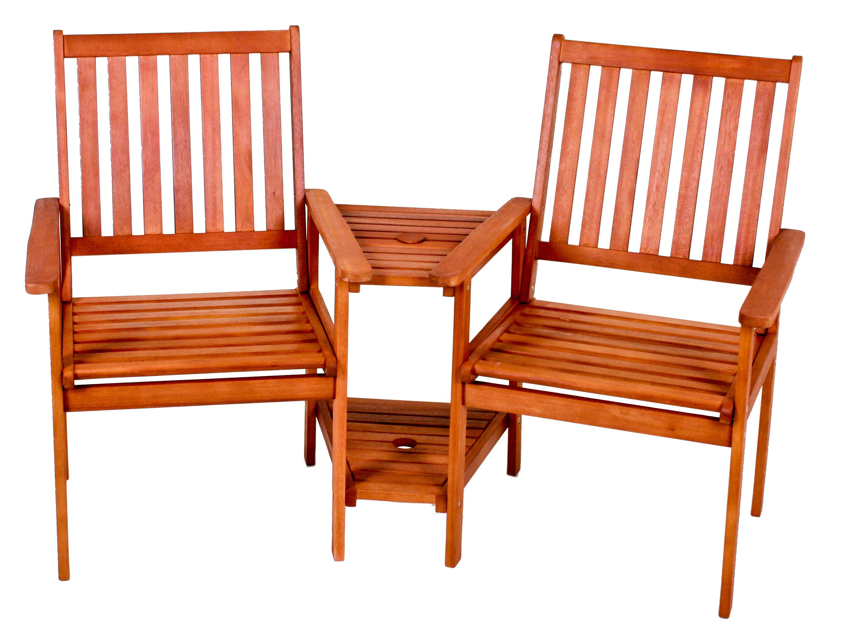 Gartenmöbel Set 3-tlg Edison Aus Eukalyptusholz - Braun, Basics, Holz (260/96/77cm) - Gardenson