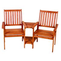 Gartenmöbel Set 3-tlg Edison Aus Eukalyptusholz - Braun, Basics, Holz (260/96/77cm) - Gardenson
