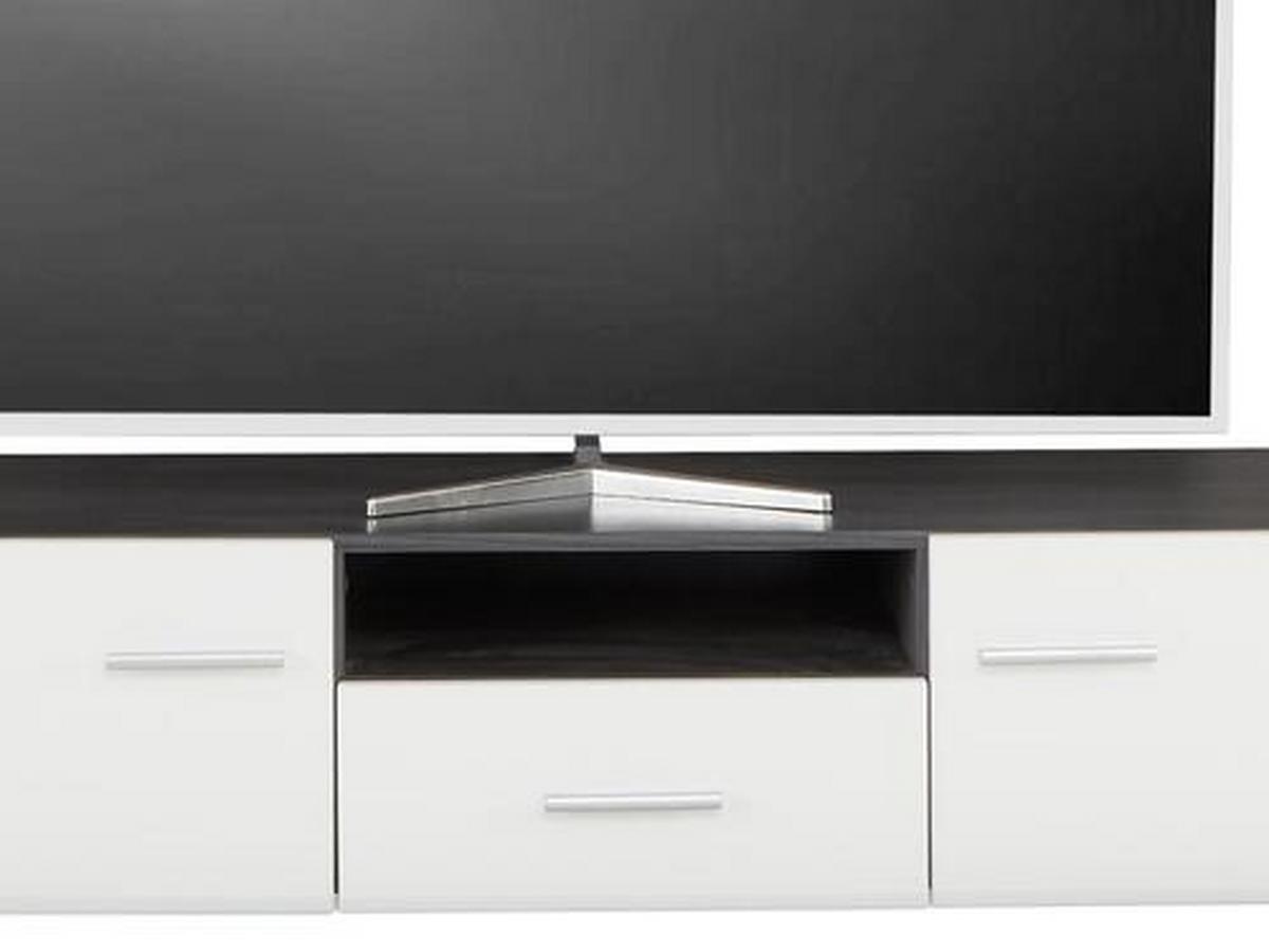 Wohnwand Modern 4 -Teilig. mit Led Concerto, Weiß/Schwarz - Silberfarben/Schwarz, MODERN, Glas/Holzwerkstoff (308/190/41cm)