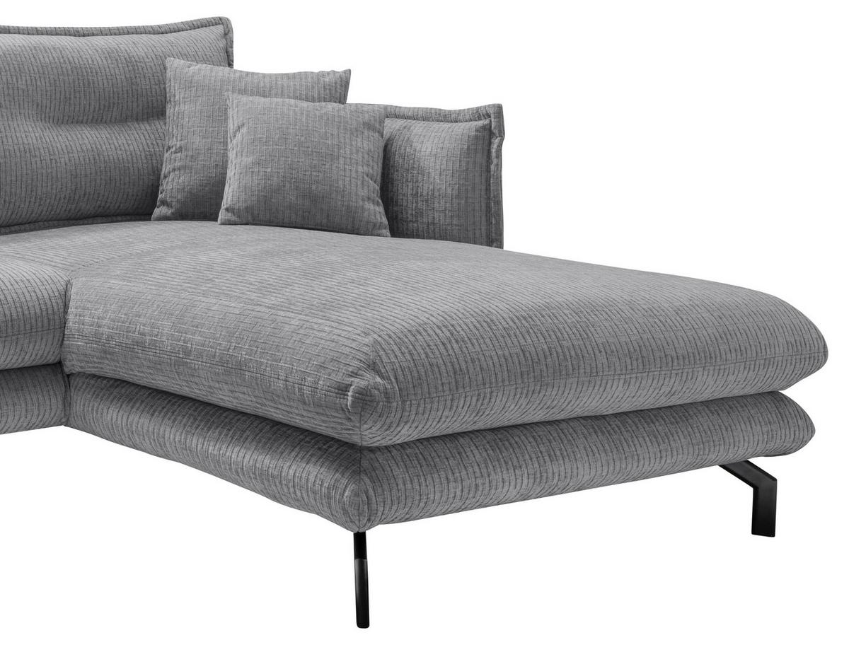 Ecksofa Lava Grau S: 255x180 cm - Schwarz/Grau, Design, Textil (255/180cm) - Livetastic