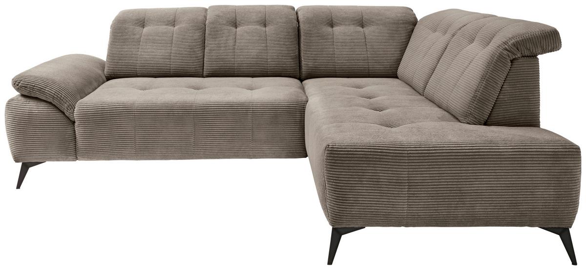 Ecksofa Fiore, Graubraun S: 272x200 cm - Graubraun/Schwarz, MODERN, Textil (272/200cm) - Livetastic