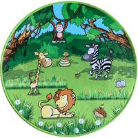 Kinderteppich Rund Tiere Grün Safari Ø 80 Cm - Grün, MODERN, Textil (80cm) - Luca Bessoni
