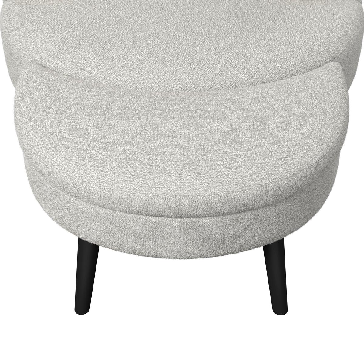 Kreslo s taburetkou BIANCA, sivá ženilka, max. 150 kg - sivá/prírodná farba, Modern, drevo/textil (109/83/148cm) - Bessagi Home