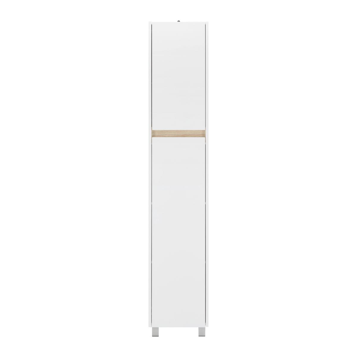 Vysoká skrinka MASSIMO biela/borovica - biela/strieborná, Modern, plast (33/175/30cm) - Bessagi Home