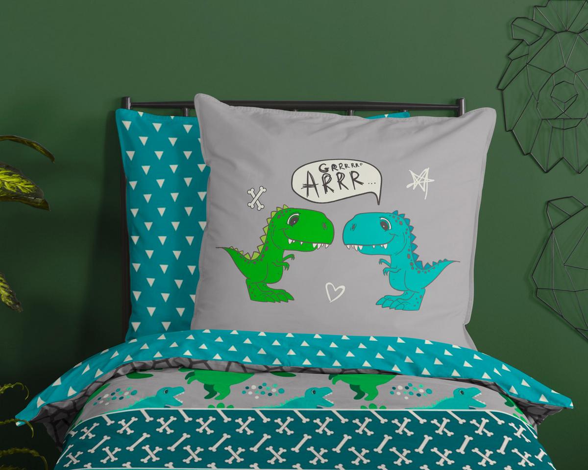 Kinderbettwäsche Dinosaur Multicolor 135x200 Cm - Multicolor, Design, Textil (135/200cm)
