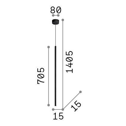 Led-hängeleuchte Ottone Schwarz H: 95,5 Cm - Schwarz, Design, Metall (1,5/95,5cm) - Ideal Lux