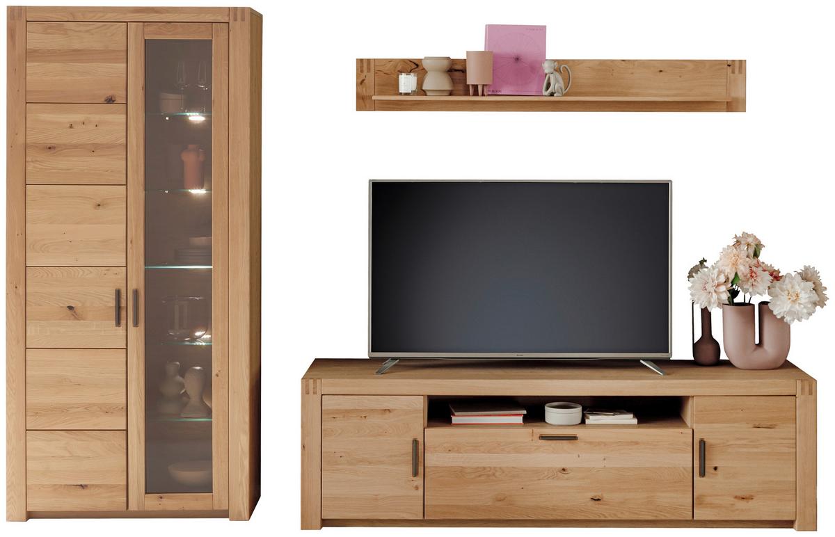 Vitrine Prag - Eichefarben, Design, Glas/Holz (97/203/37cm) - Livetastic