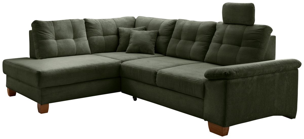 Ecksofa Brizzini Dunkelgrün S: 206x274 Cm - Dunkelgrün/Naturfarben, MODERN, Textil (206/274cm) - Livetastic