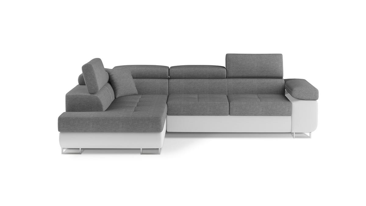 Ecksofa Anton Grau, Weiß S: 203x272 Cm - Chromfarben/Weiß, Design, Textil (203/272cm) - MID.YOU