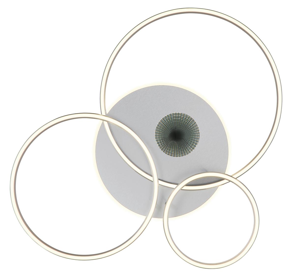 LED-Deckenleuchte Memory-Funktion - Silberfarben/Weiß, Design, Kunststoff/Metall (90/70/13cm) - Globo