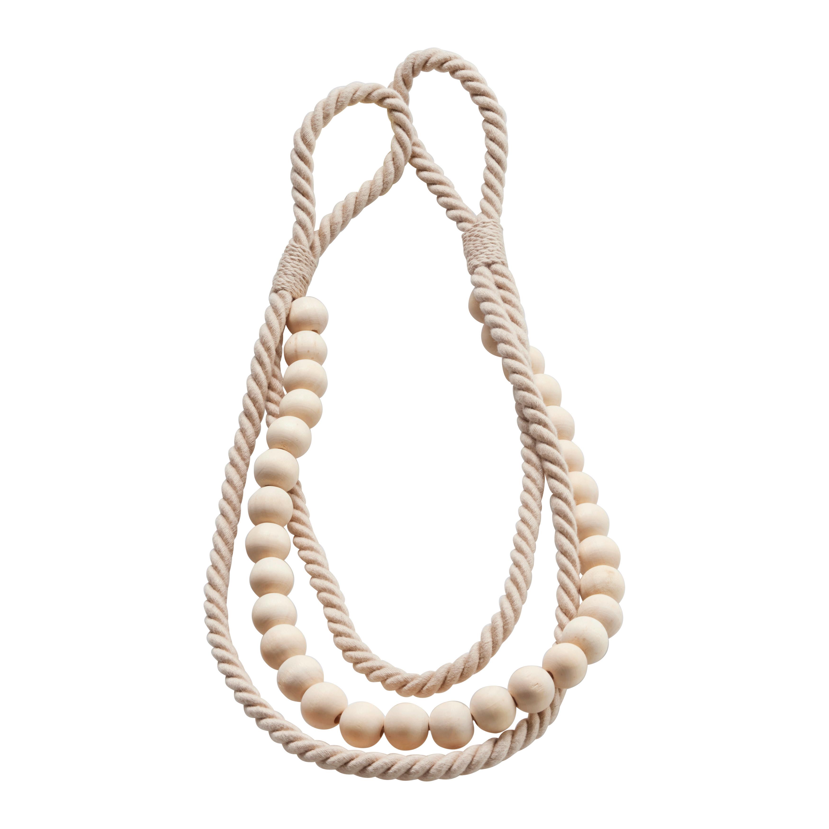 ŘASÍCÍ SPONA HOLZPERLE - béžová, Romantický / Rustikální, dřevo/textil (55cm) - Modern Living