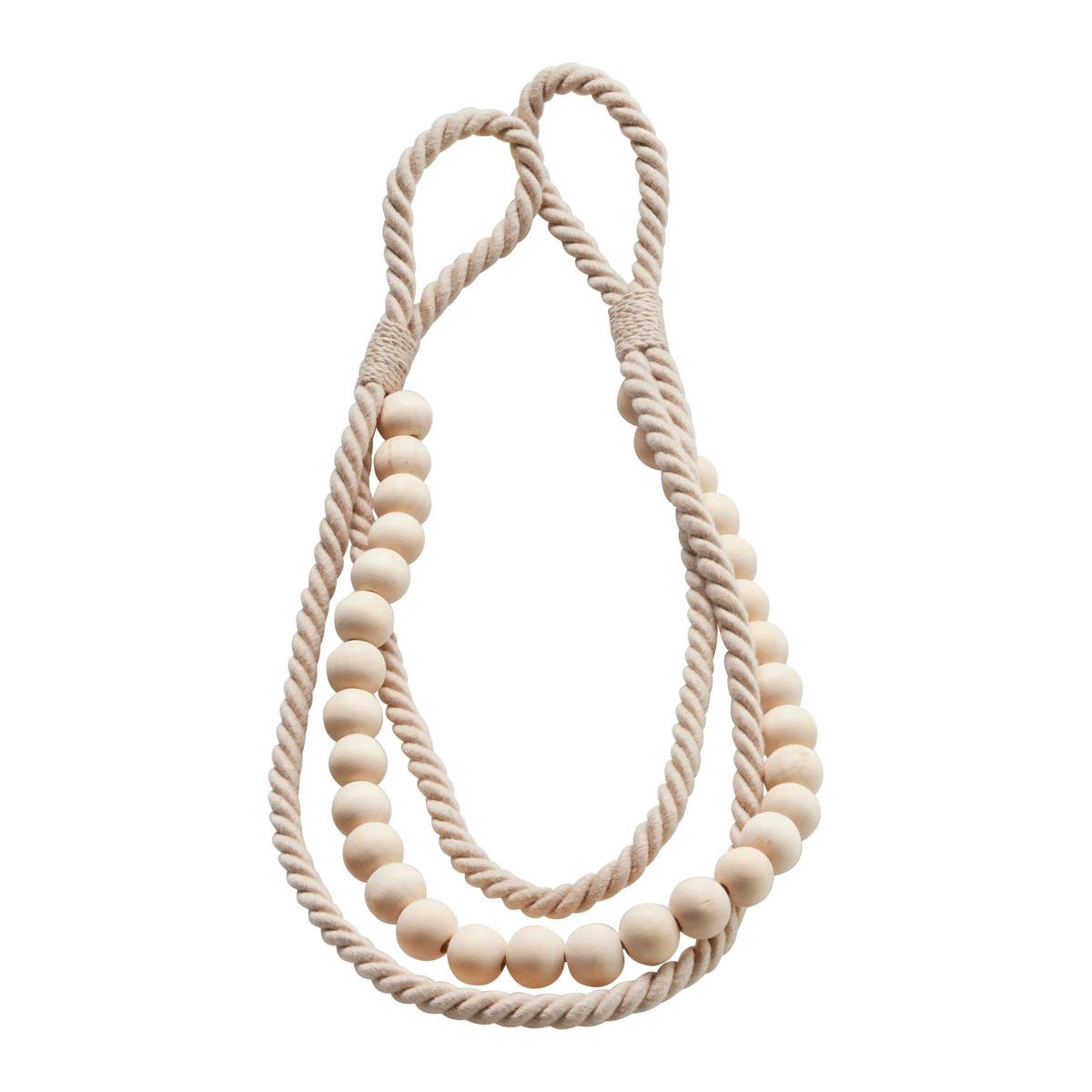 ŘASÍCÍ SPONA HOLZPERLE - béžová, Romantický / Rustikální, dřevo/textil (55cm) - Modern Living