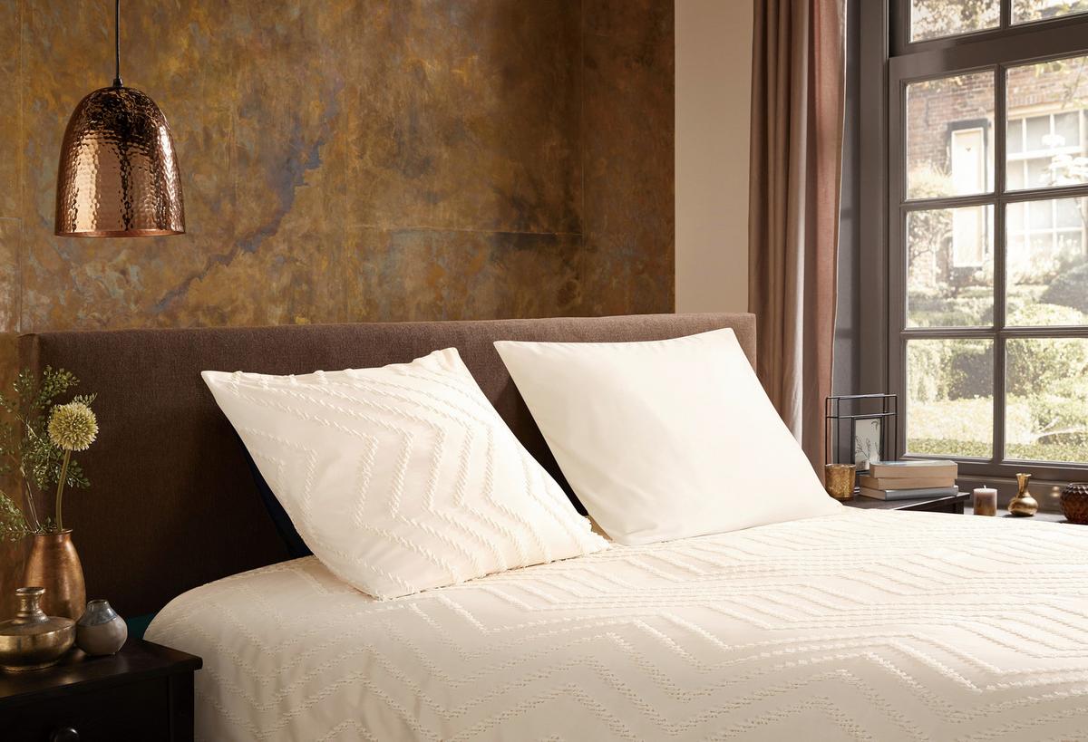 Bettwäsche Zigzag Weiß 135x200 Cm - Weiß, Basics, Textil (135/200cm)