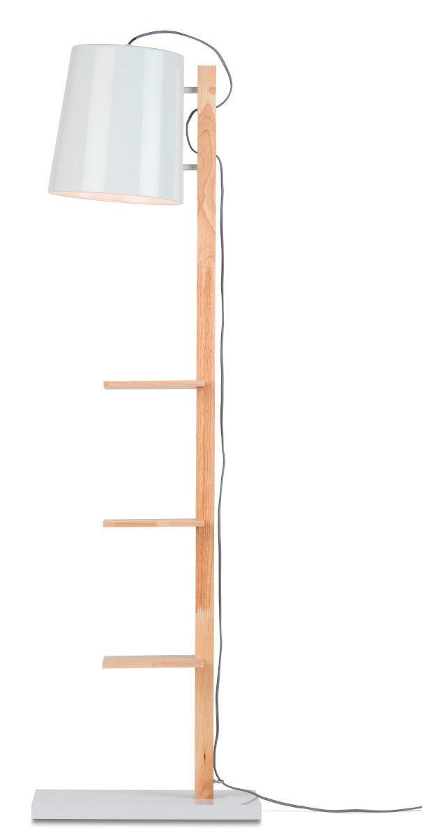 Stehlampe Holz Cambridge dimmbar Weiß/Braun - Weiß, Design, Holz/Metall (30/168/49cm) - It's about Romi