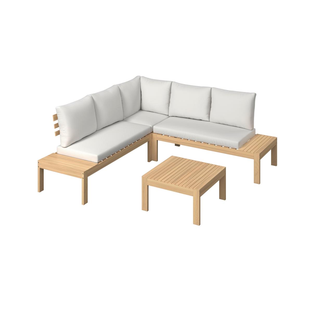 Loungegarnitur Korfu - Beige/Akaziefarben, MODERN, Holz/Textil (206/188cm) - Beldano