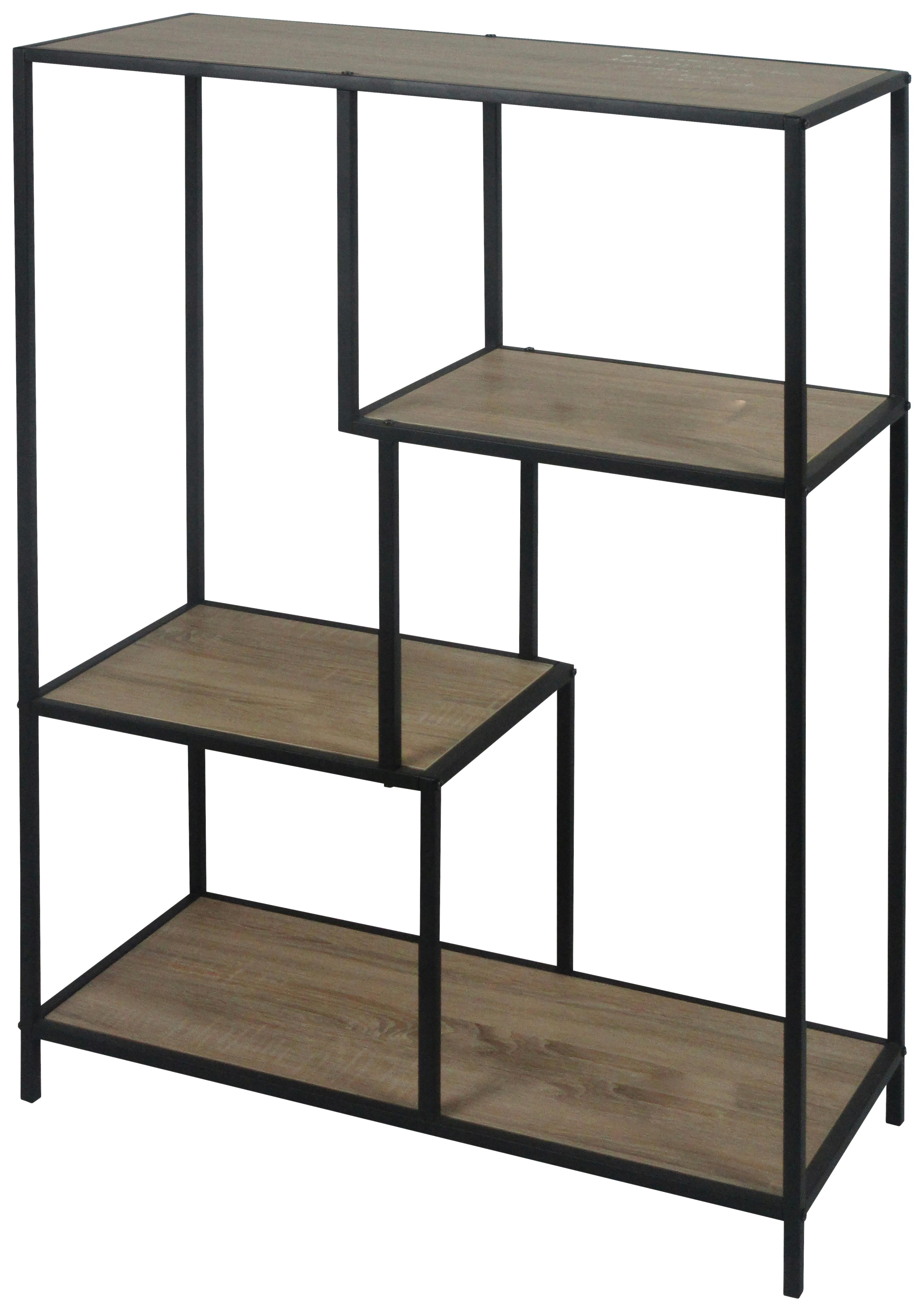 Regal aus Eisen Linz B: 77 cm Schwarz/Eiche Dekor - Schwarz/Naturfarben, MODERN, Holzwerkstoff/Metall (77/114/33cm)
