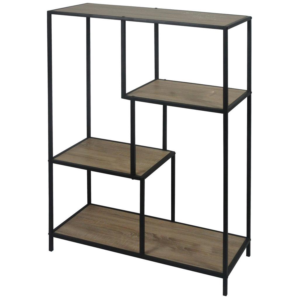 Regal aus Eisen Linz B: 77 cm Schwarz/Eiche Dekor