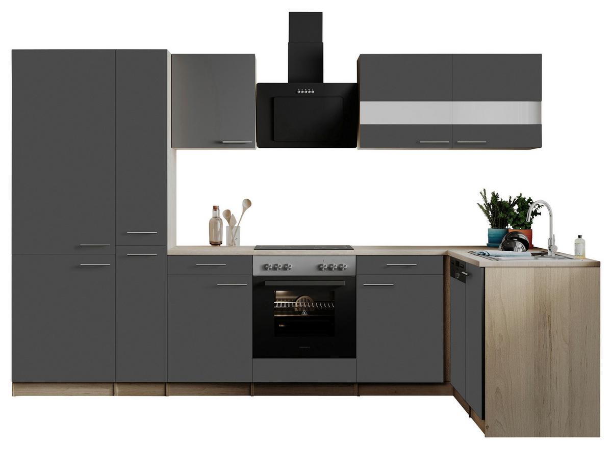 Eckküche Merle Grau/Eichenfarben B: 310cm - Eichefarben/Grau, Basics, Holzwerkstoff (310cm) - Respekta