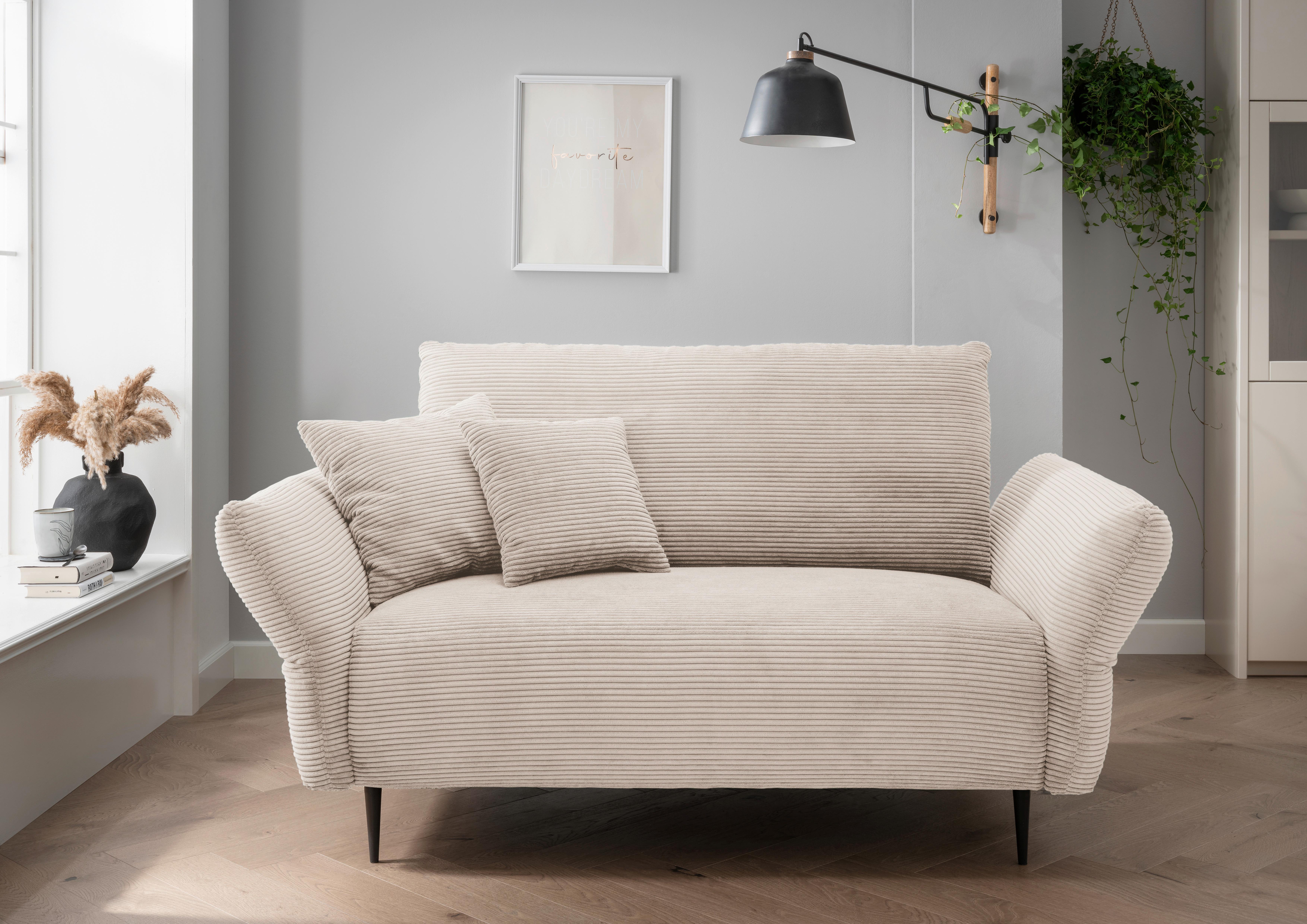 2-Sitzer-Sofa Vanilla Beige - Beige/Schwarz, Design, Textil (163/97/102cm) - Livetastic
