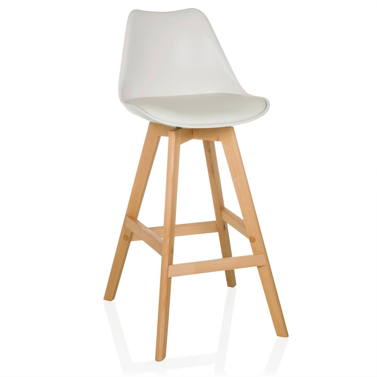 Barhocker-Set Scandi High Weiß B: 51 cm - Buchefarben/Weiß, MODERN, Holz/Kunststoff (51/99/51cm) - MID.YOU