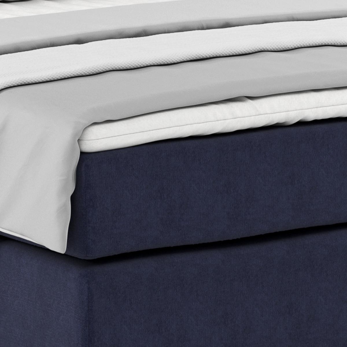 Boxspringbett Mit Topper 140x200cm Nero, Blau - Blau/Chromfarben, KONVENTIONELL, Textil (140/200cm)