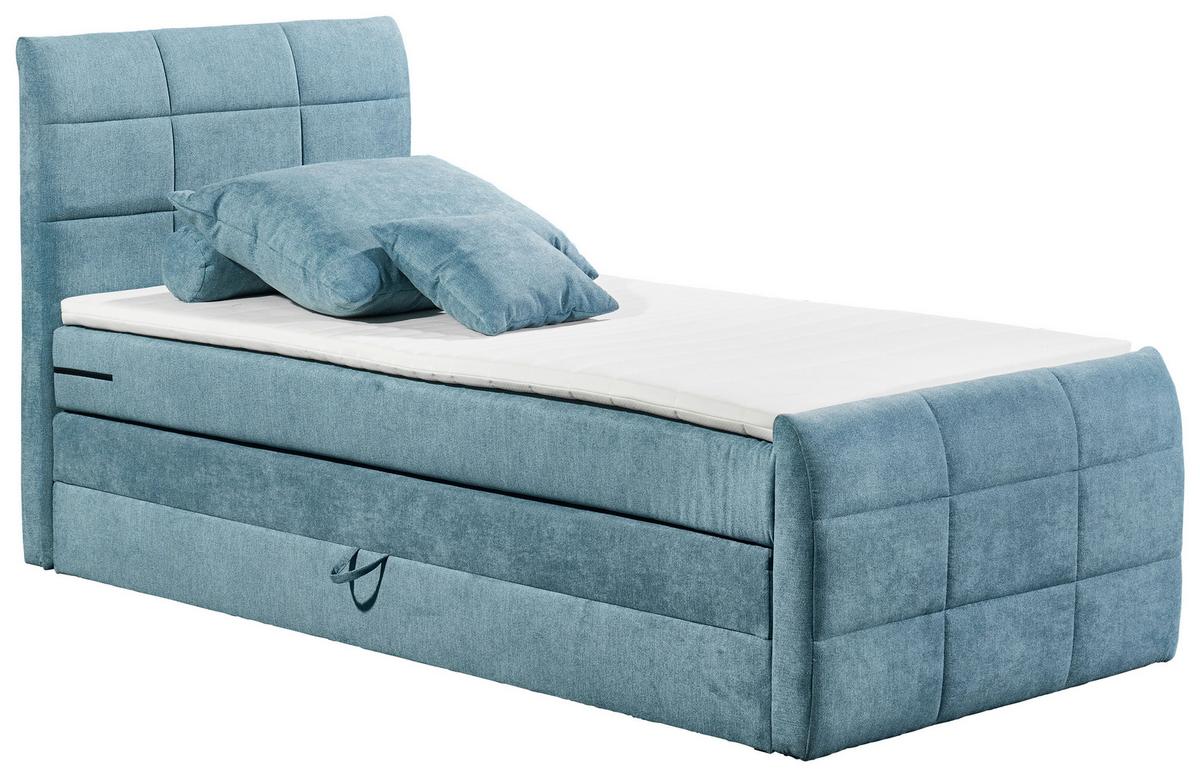 Boxspring postel  KUBA 100x200 cm modrá - modrá, Basics, kompozitní dřevo/textil (100/200cm) - MID.YOU