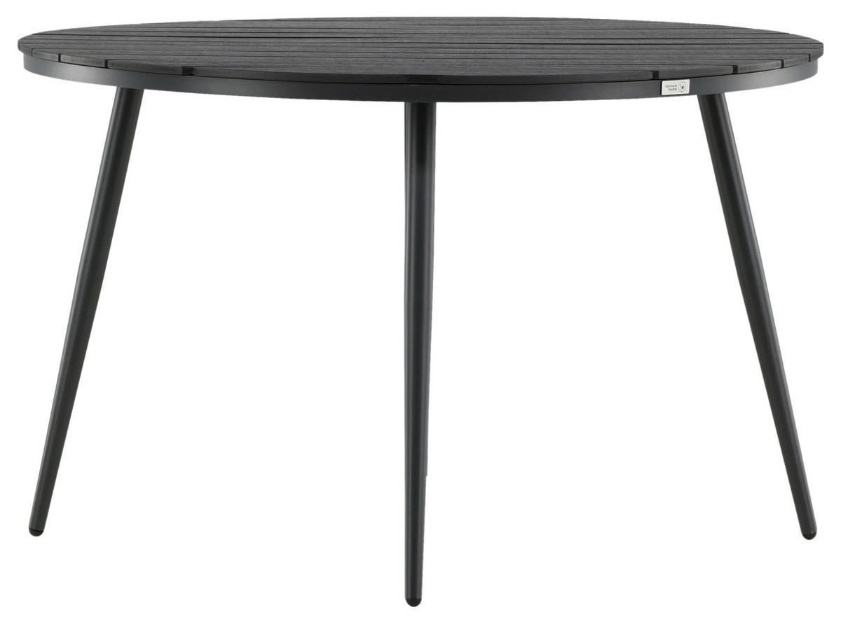 Gartentisch Break Aluminium D: 120cm - Schwarz, KONVENTIONELL, Kunststoff/Metall (120/74cm) - Gardenson