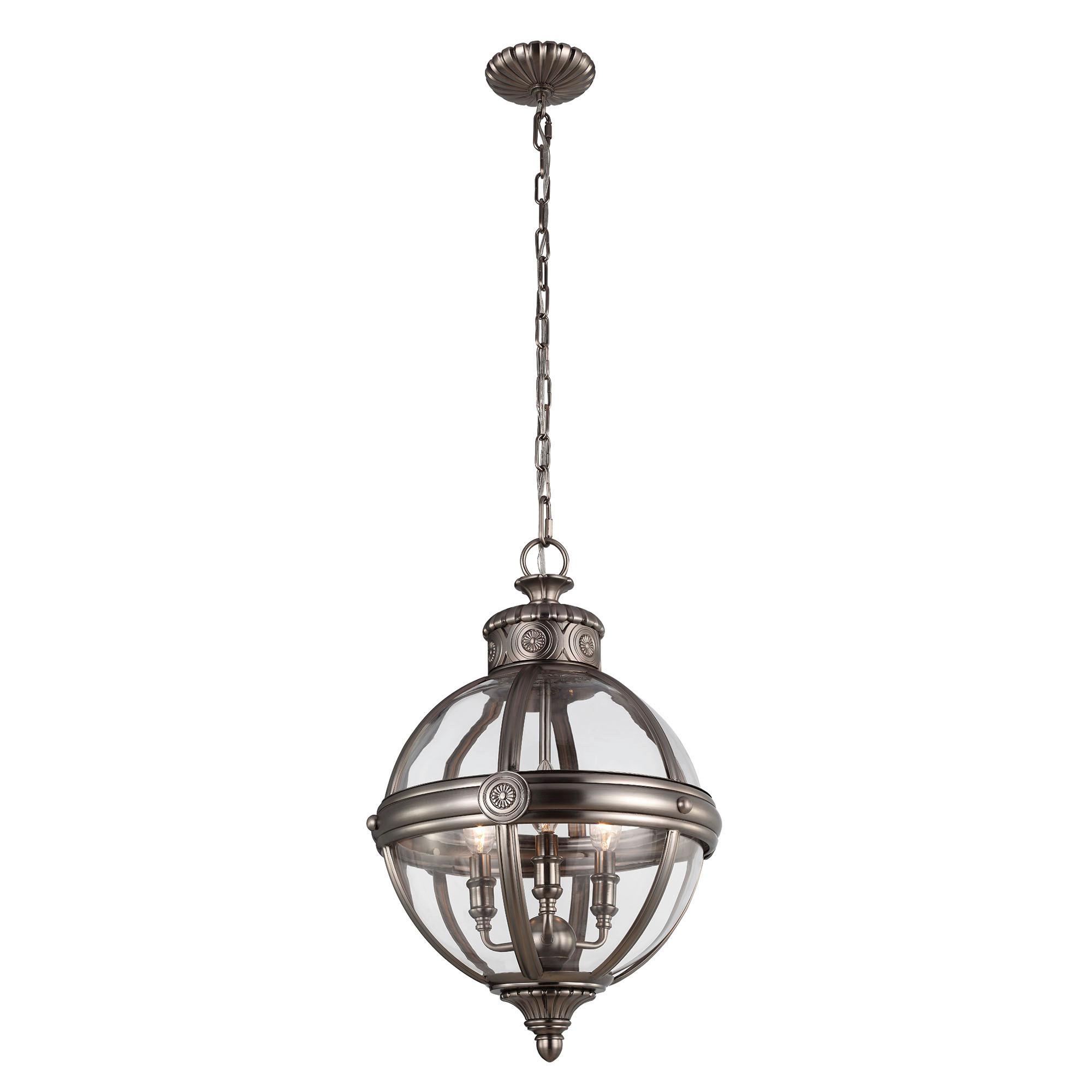 Hängeleuchte Adams H: 71.1 cm 3-Flammig, Nickelfarben - Nickelfarben, KONVENTIONELL, Glas/Metall (37.1/71.1cm) - Elstead Lighting