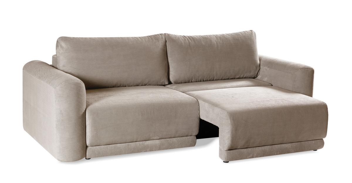 Schlafsofa Norman Beige B: 252cm - Beige/Schwarz, Design, Textil (252/93/167cm) - Livetastic