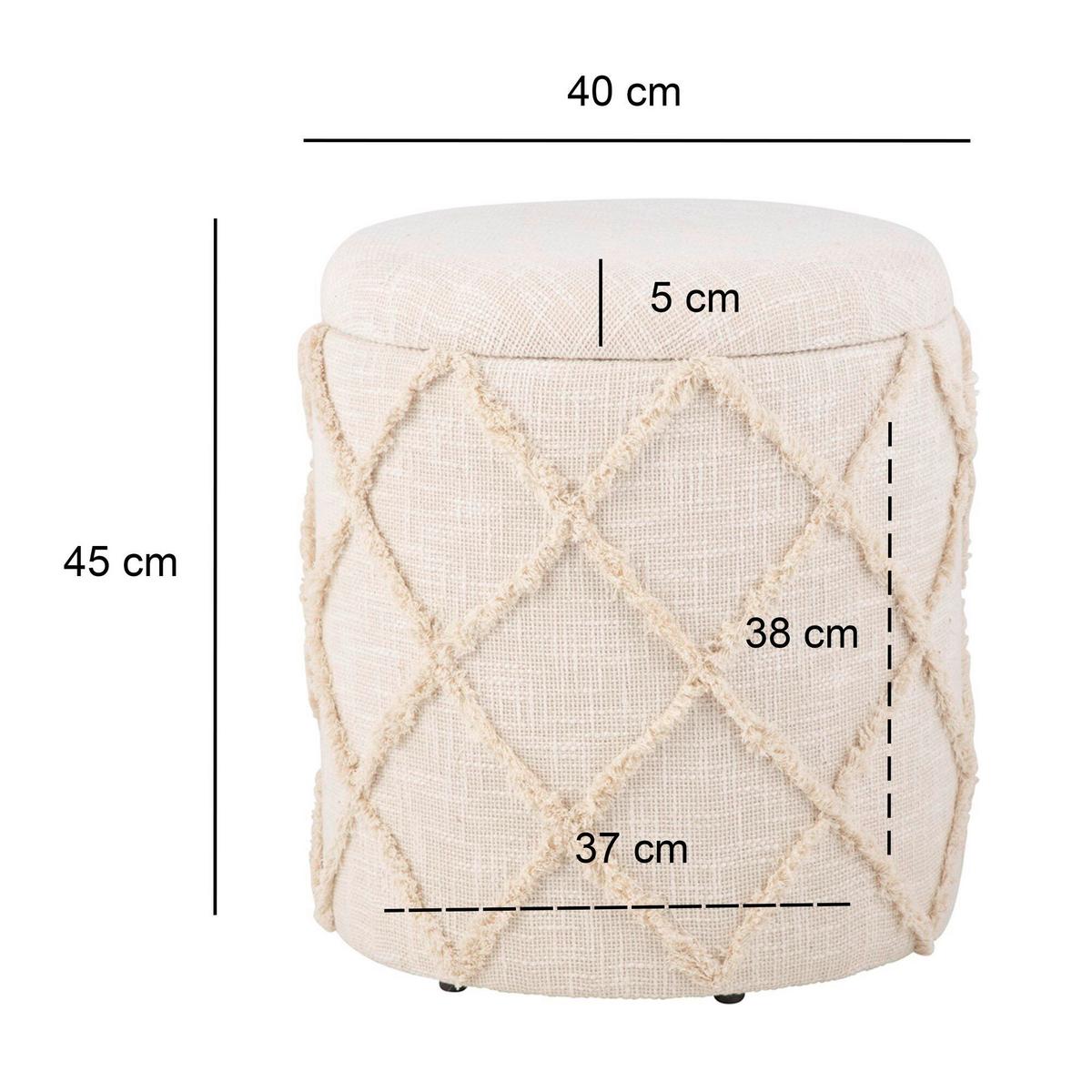 Hocker Creme B: 40cm - Creme, Basics, Textil (40/45cm) - Livetastic