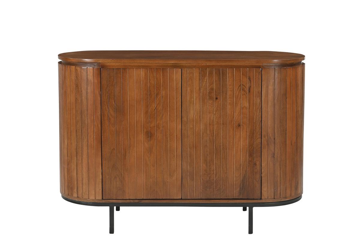 Sideboard Mangoholz/Schwarz B: 115cm - Schwarz/Naturfarben, Design, Holz/Metall (115/81/43cm) - MID.YOU