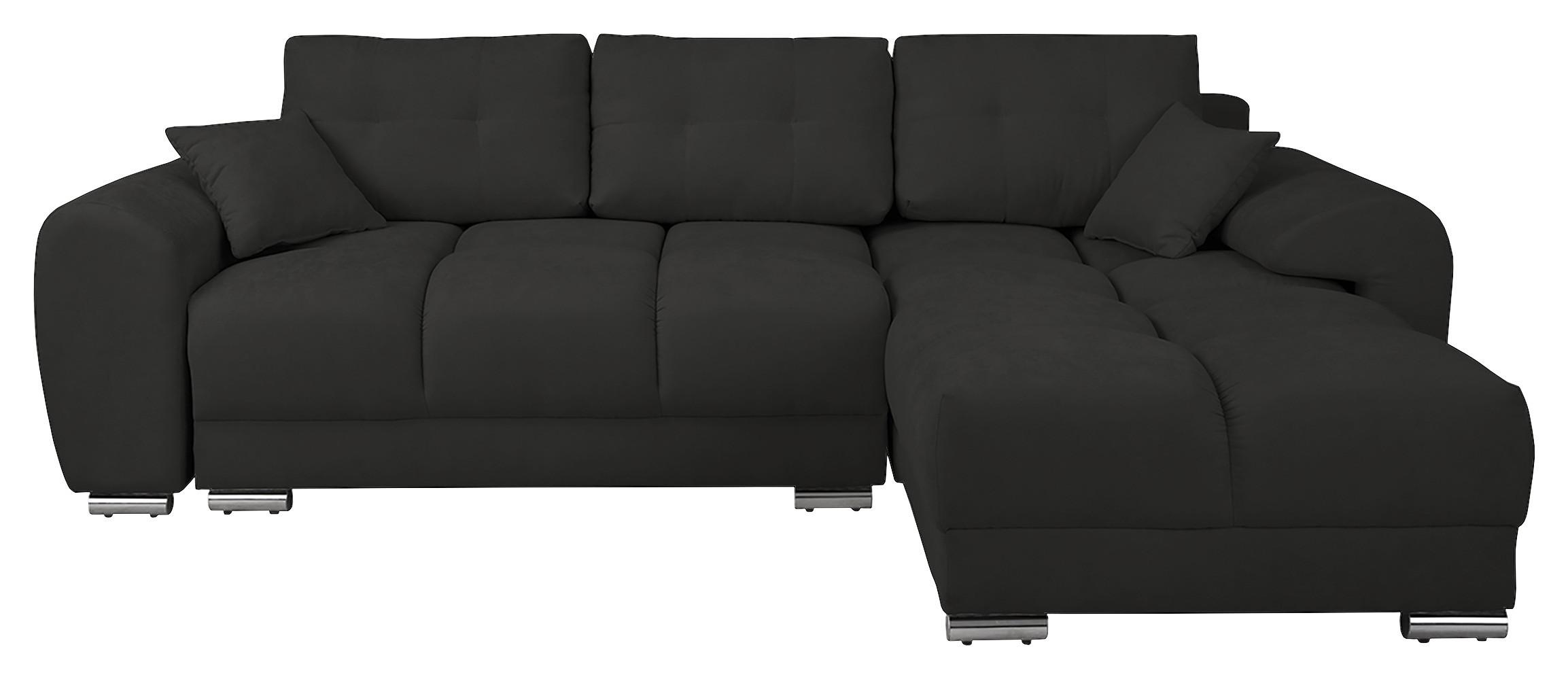 Ecksofa Azzuro Dunkelgrau S: 256x175cm - Dunkelgrau/Silberfarben, Design, Textil (256/175cm) - Livetastic