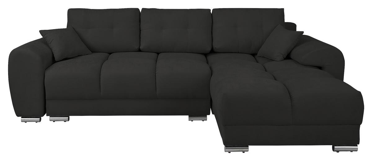 Ecksofa Azzuro Dunkelgrau S: 256x175cm - Dunkelgrau/Silberfarben, Design, Textil (256/175cm) - Livetastic