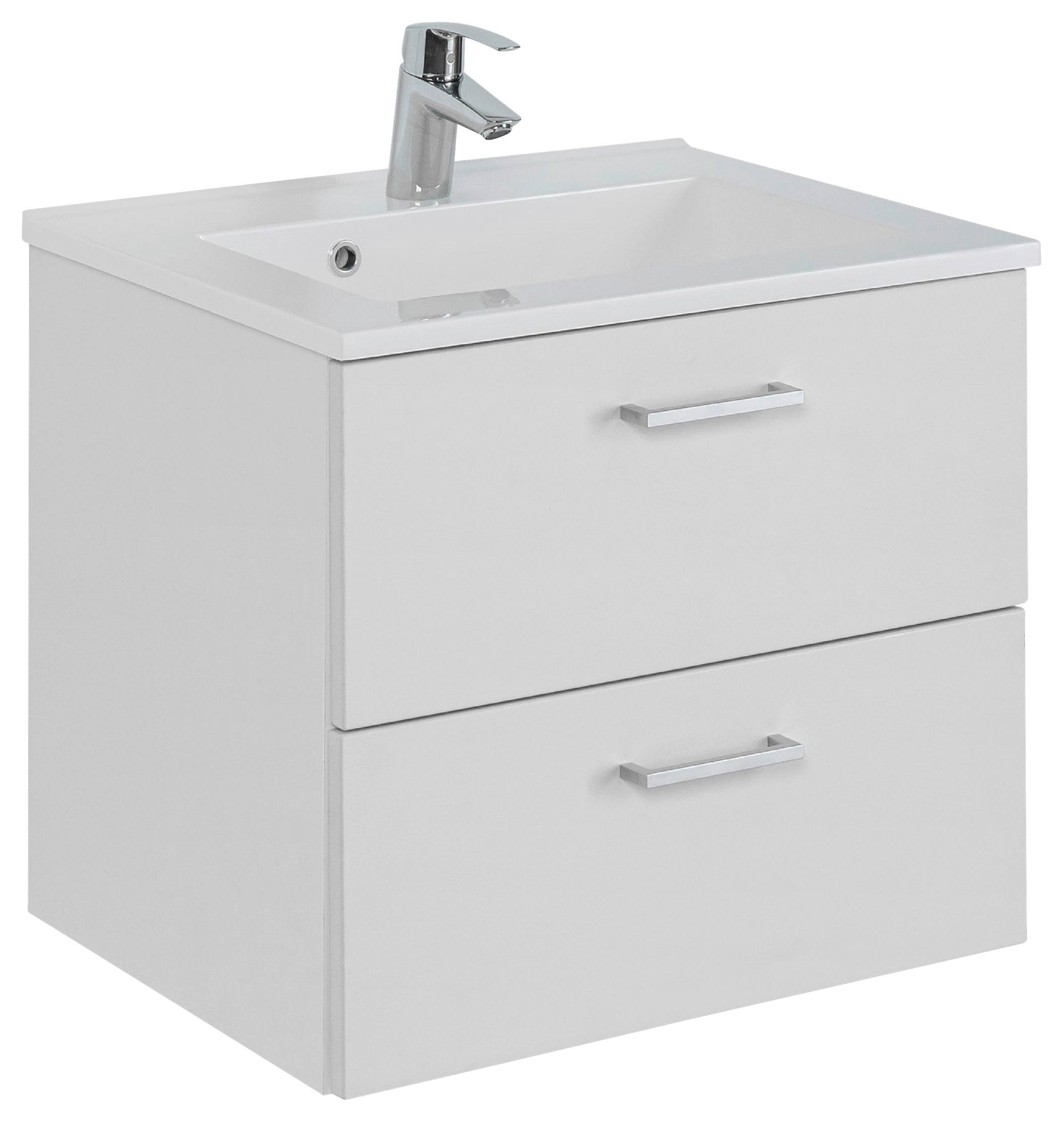 Waschtischkombi Riga Weiß B: 60 cm - Weiß, MODERN, Holzwerkstoff/Stein (60cm) - Held