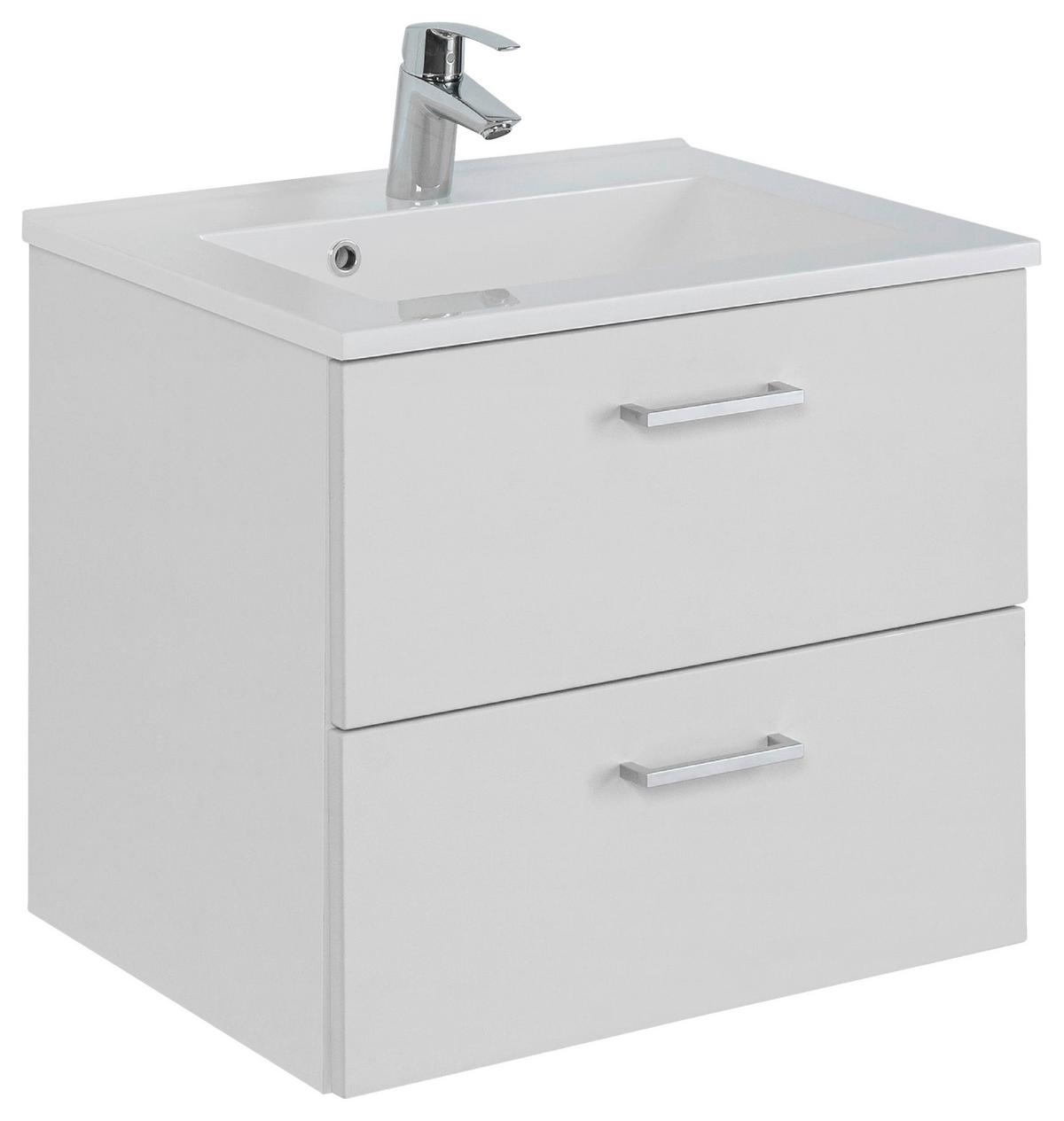 Waschtischkombi Riga Weiß B: 60 cm - Weiß, MODERN, Holzwerkstoff/Stein (60cm) - Held