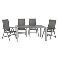 Gartengarnitur 5--teilig. Urban Metall/Textil/Holzwerkstoff - Platinfarben/Anthrazit, Basics, Holzwerkstoff/Textil (160+60/98/74cm) - Acamp