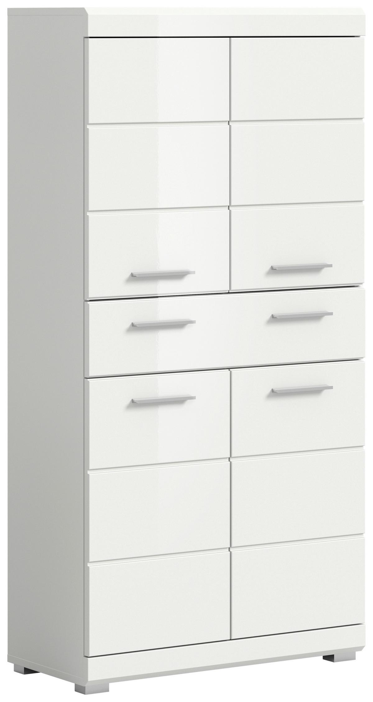 Midischrank Scout Weiß Hg B: 74 Cm - Weiß Hochglanz/Silberfarben, MODERN, Holzwerkstoff (74/141/31cm) - MID.YOU