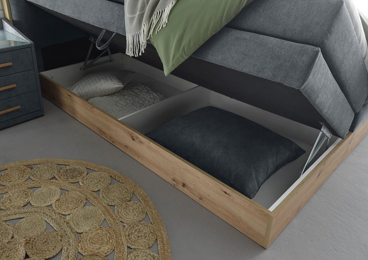 Boxspringbett mit Topper, Bettkasten 180x200 Preston - Anthrazit, MODERN, Holz/Holzwerkstoff (180/200cm) - Livetastic