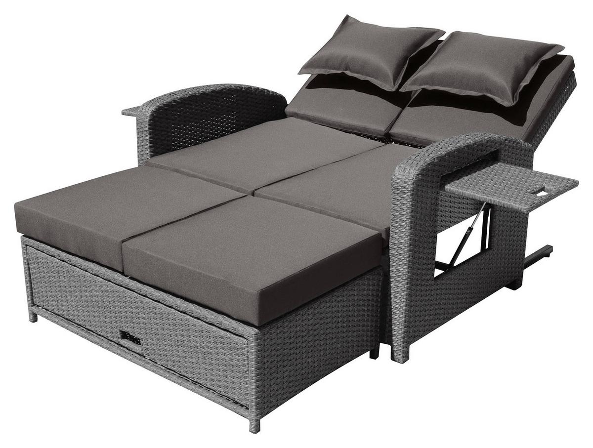 Loungesofa Bahia Rondo mit Kissen und Auflage - Braun/Grau, MODERN, Kunststoff/Textil (117/95/74cm) - Greemotion