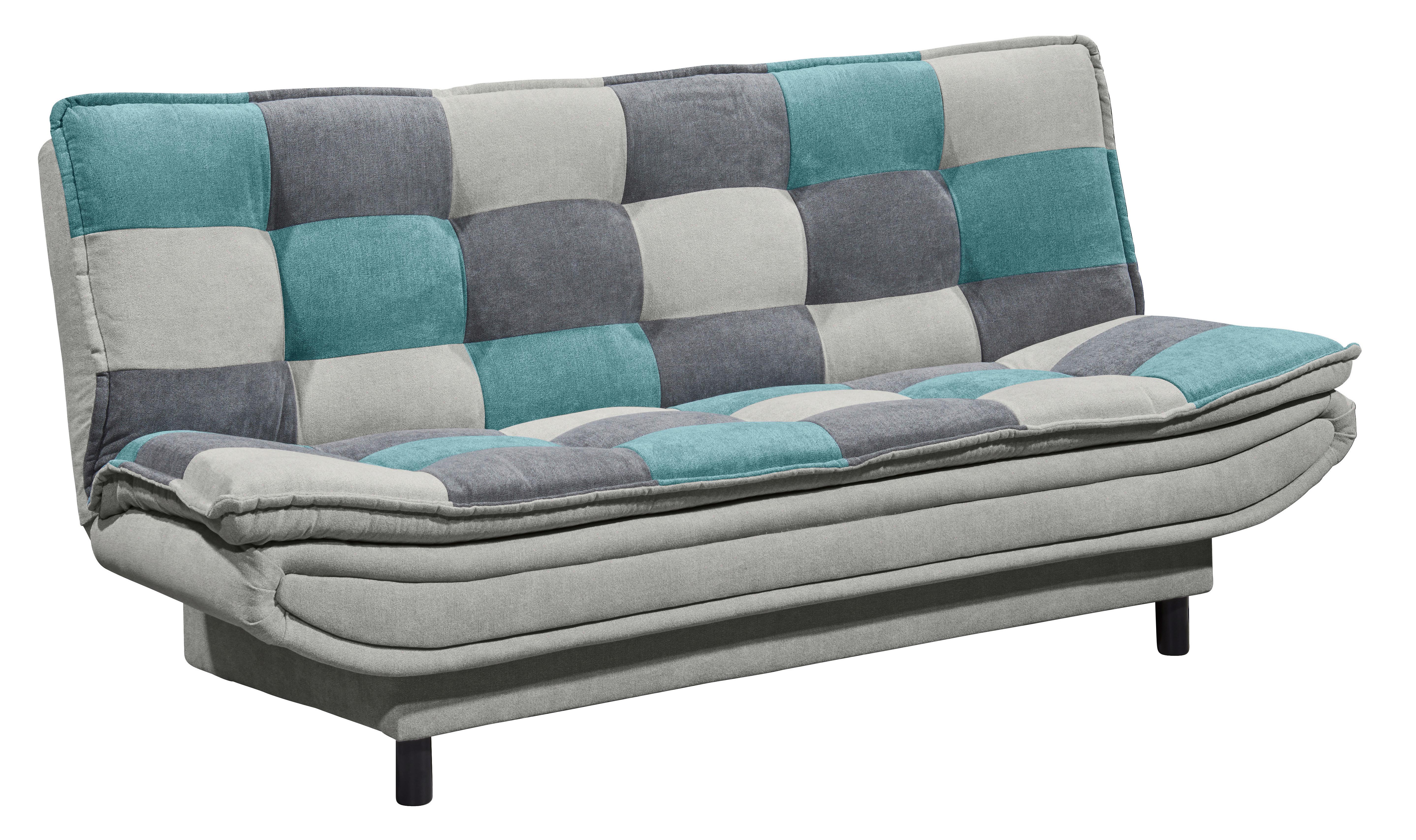 Schlafsofa mit Bettkasten Patch, Mischgewebe - Türkis/Schlammfarben, Basics, Holzwerkstoff/Textil (188/90/89cm) - MID.YOU