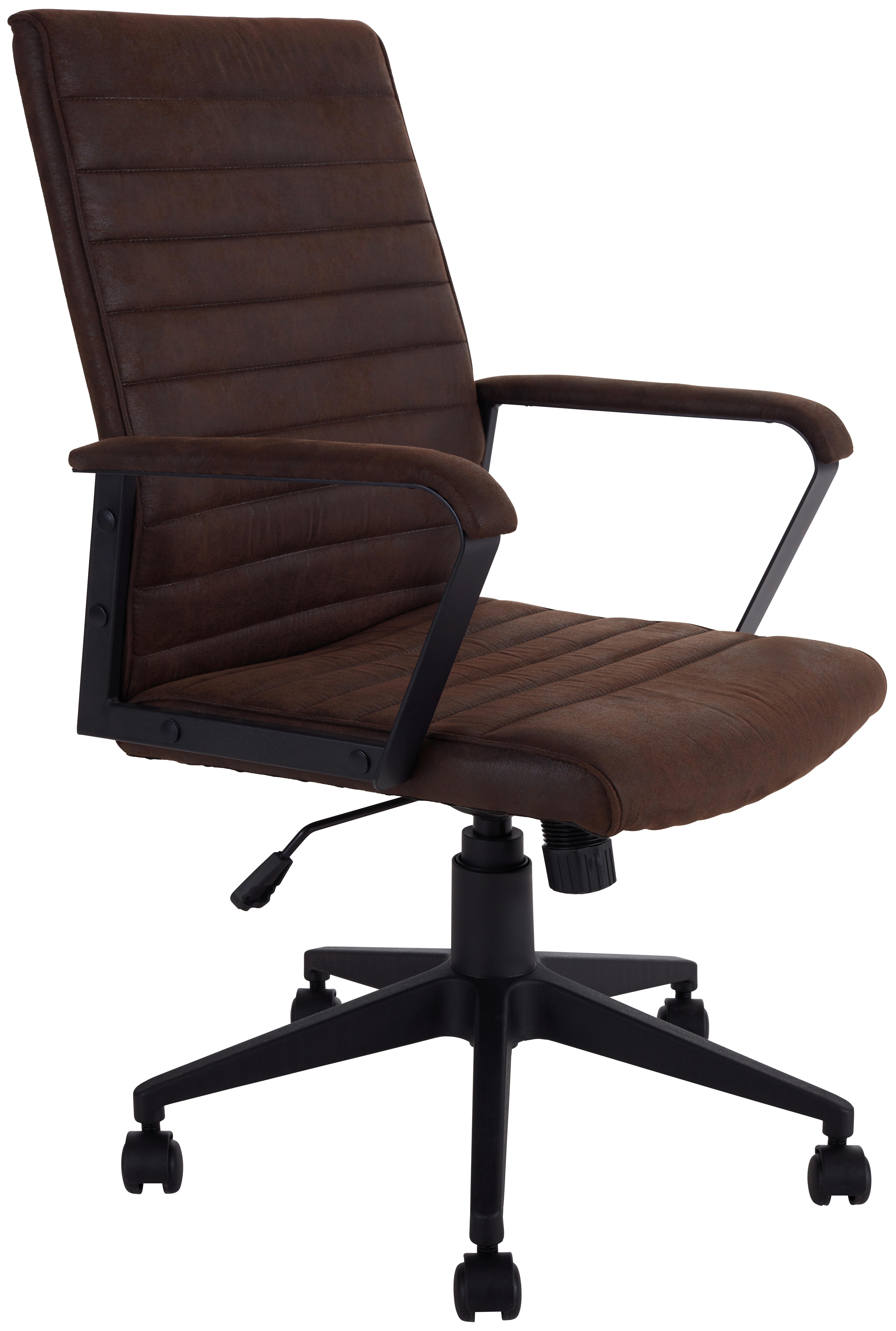 Drehstuhl Jendrik Mit Armlehnen Braun - Schwarz/Braun, MODERN, Holz/Kunststoff (57/95-105/61cm) - Ondega