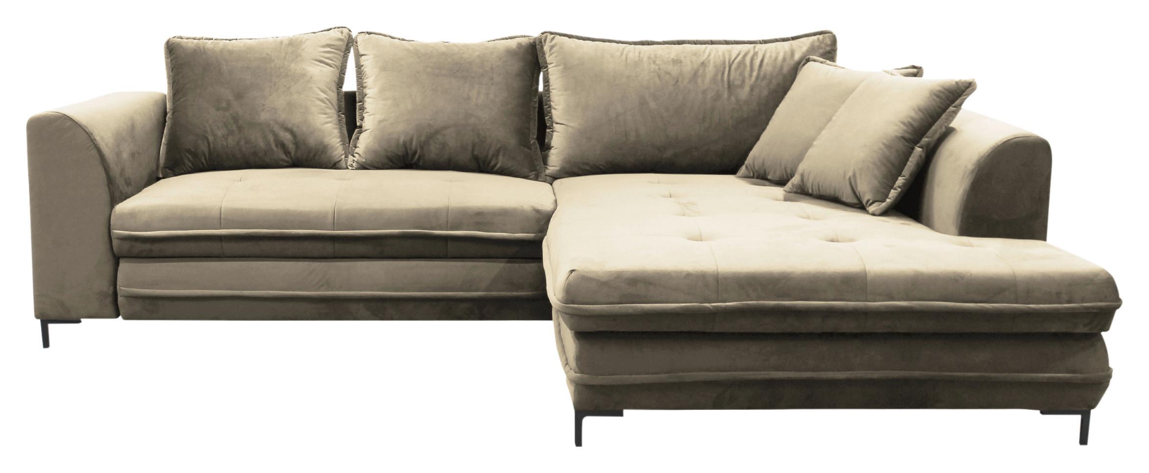 Eckschlafsofa Bello Beige Mit Schlaffunktion Ottomane Rechts - Beige/Schwarz, Design, Textil (277/187cm) - Livetastic